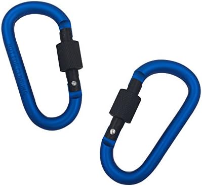 CYPES Aluminum Alloy D Ring Shape Buckle, Super-handy Spring Snap Key Chain Clip Hook Screw Lock Buckle, Idea for Outdoor Use 2PCS Color Key Chain (Blue-2Pcs)
