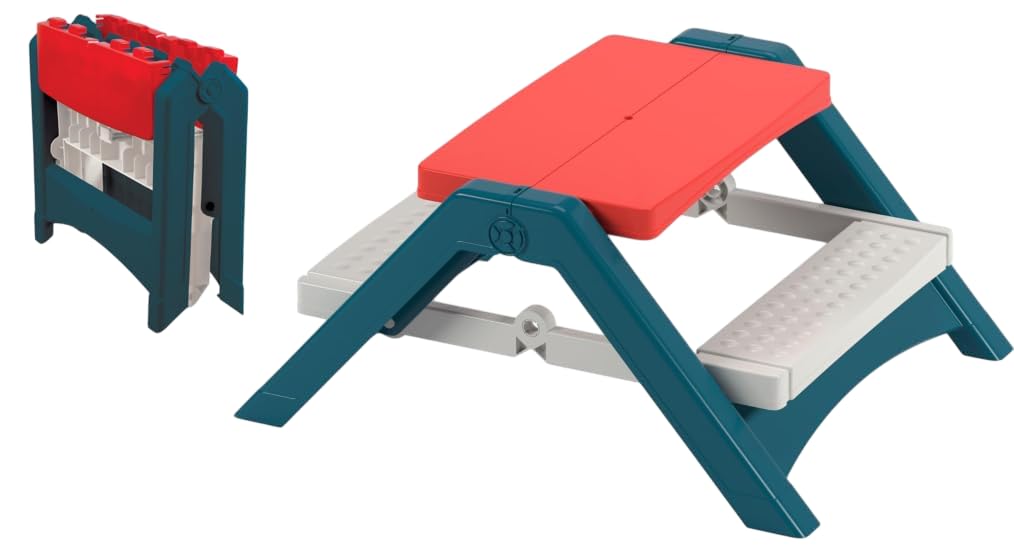 Photo 1 of **FOR PARTS** PalPlay Fun N Fold Picnic Table for Kids – Indoor Outdoor – Red White and Blue Lightweight Foldable Picnic Table – Quick and Easy Storage – Toddlers Age 2 and up