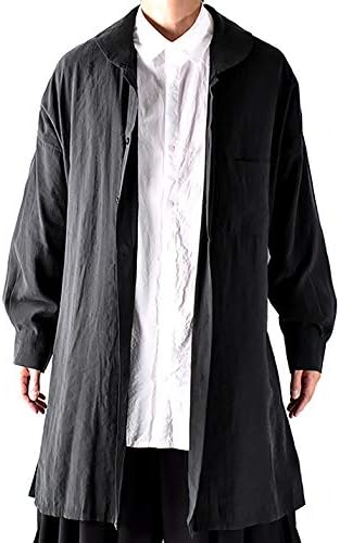 Amazon シャツコート メンズ ビッグシルエット 大きいサイズ モード系 長袖 へちま襟 ショーネック ライトアウター 羽織り ジャケット 当店オリジナルブランド Unbel ブラックシアン F コート ジャケット 通販