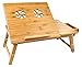 Mind Reader Laptop Lap Desk Flip Top with Drawer, Foldable Legs, Breakfast Tray, Bamboo Brownthumb 1