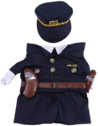 Policeman Costume Outfits with Hat Pet Dog Cat Halloween Costumes The police for Party Christmas Special Events Costume Uniform with Hat Funny Pet (S) - Image 4