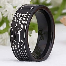 8mm Width Tungsten Carbide Ring Computer Circuit