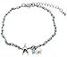 Jucicle Starfish Charm and Freshwater Pearl Bead Link Anklet (Rhodium - Blue Bead)