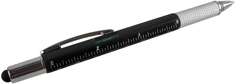 6-in-1 Multifunctional Pen with Measuring Ruler and Spirit Level Black