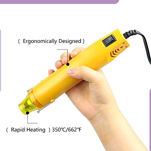 300W Heat Gun NODDWAY Portable Handheld Hot Air Gun, High-Temperature Bubble Buster Tools for Embossing, Heat Shrink, Making Epoxy Glitter Tumblers, Convex Powder Painting