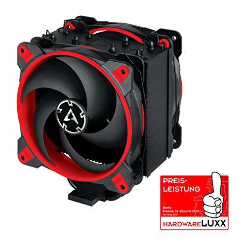 ARCTIC Freezer 34 eSports DUO - Tower CPU Air Cooler with BioniX P-Series Case Fan in Push-Pull, 120 mm PWM Processor Fan for Intel and AMD Socket, for CPUs up to 210 Watt TDP - Red (Best Intel Socket 2019)