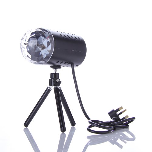 Masioneâ€ž Mini Crystal Rotating LED RGB 3D Effect Stage Lighting Lmap Voice-activated with holder For DJ Disco, Ballroom, KTV, Bar, Stage, Club, Party etc