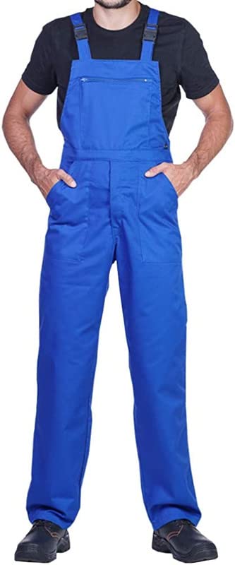 Work Bib and Brace Overalls, Overalls Men, Bib and Brace Dungarees Mens, Made in EU, Mazalat Protective Coverall, S -3XL Size - Made in EU - Work Trousers for Man, Lots of Colors, Blue, 3XL