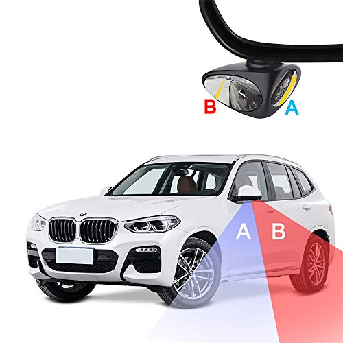 Jushooor Car Blind Spot Auxiliary Mirror, Stick on Design Visible Wide Dead Angle Adjustable Convex HD Glass Rear View Mirror for All Universal Vehicles, Pack of 2(1 Pair)