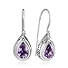 925 Sterling Silver Filigree Bali Inspired Amethyst Gemstone Teardrop Dangle Hook Earrings 1