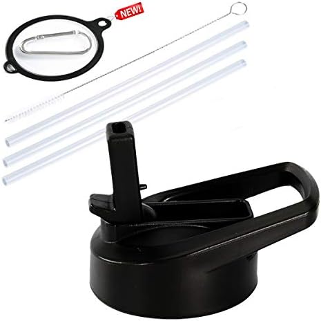 Greant Straw Lid Set for Hydro Flask Wide Mouth Straw Water Bottle with 3 Straw, 1 Straw Brush, 1 Safety Ring and Carabiner Accessories, 12-64 oz