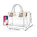 Clear Shoulder Handbags for Ladies, OURBAG Fashion 2 in 1 Designer Women's Waterproof Transparent Handbag Top Handle Crossbody Bag and Purse (White)