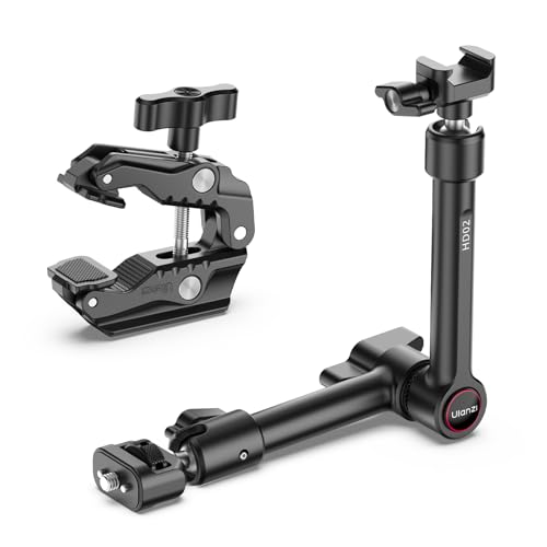 ULANZI HD02 10" Camera Magic Arm Super Clamp Kit with 360° Ball Head,Heavy-Duty Super Clamp,6.6lbs Load, 1/4"-20 & 3/8"-16 Mount, ARRI Pins, NATO Rail Articulating Friction Arm for DSLR/Monitor/Light