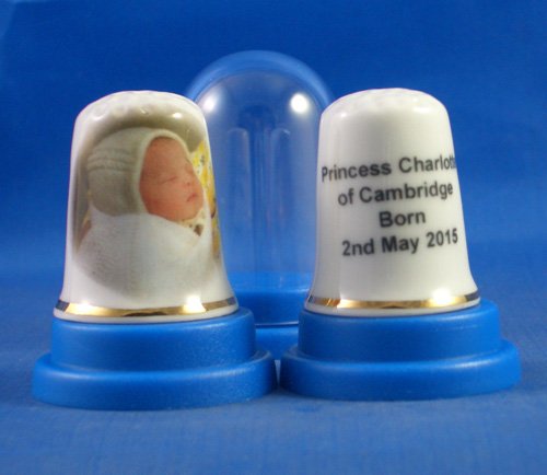 Porcelain China Thimble -- Princess Charlotte Birthday