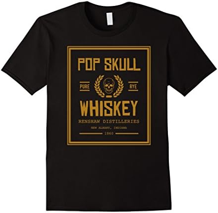 Mens Pop Skull Whiskey Civil War T Shirt 2XL Black