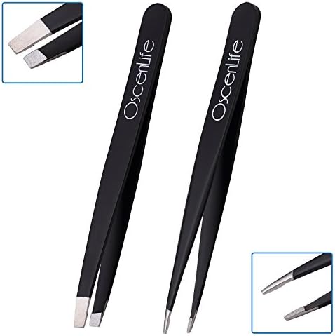 Tweezers Set of OscenLife - Professional Stainless Steel of Eyebrow Plucking for Splinters,Debris,Ingrown Hair Remover