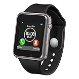 Smart Watch with Bluetooth Camera Music Player for iOS iPhone, Android Samsung HTC Sony LG Huawei Smartphones (Black)