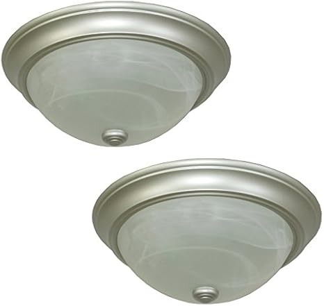 Project Source 13 In W Satin Nickel Ceiling Flush Mount Lights 2 Pack Amazon Com