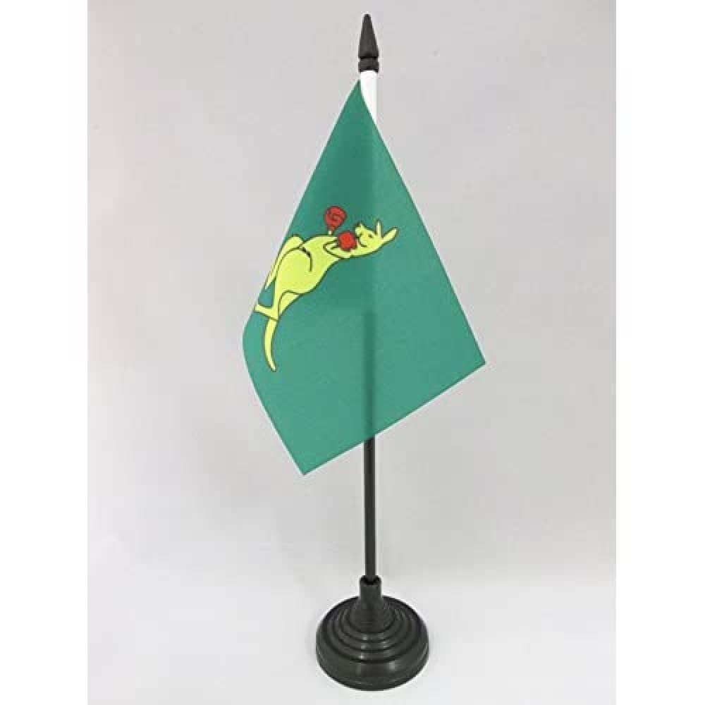 AZ FLAG - Boxing Kangaroo Table Flag 4'' x 6'' - australian kangaroo Office Mini Banner 100% Polyester 15 x 10 cm - Mini Desk Flag with 10'' Pole and Black Plastic Base โ image 1