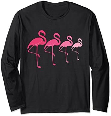 Unisex Pink Flamingo Family Summer Vacation Long Sleeve T-Shirt Medium Black