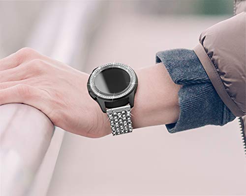 Dsytom Jewelry Bezel Ring Compatible with Galaxy Watch Bezel 42mm,Gear Sport Watch Bezel Cover Protector Adhesive Loop Anti Scratch Design for Samsung Galaxy Watch 42mm/Gear Sport(Silver)