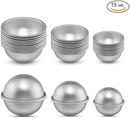 15 Set DIY Metal Bath Bomb Mold with 3 Sizes 30 Pieces for Crafting Your Own Fizzles