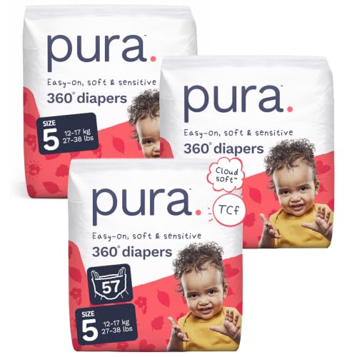 Pura Hypoallergenic Diaper Pants Size 5 (27-38 lbs) Overnight, up to 12 Hours L…