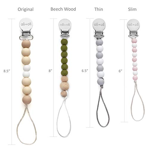 Modern Pacifier Clip for Baby - 100% BPA Free Silicone Beads (Natural) Binky Holder for Newborn - Infant Baby Shower Gift - Universal fit MAM - Philips Avent - Thumbnail 5