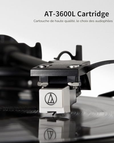 ANGELS HORN Vinyl Turntable Bluetooth HiFi Turntable with Speakers Built-in Phono Preamplifier 33/45 RPM and Mic AT-3600L