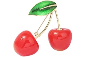 OIDIMS Red Cherry Collar Brooch Cute Fruit Corsage Lapel Pin Badge Wedding Shawl Pin for Girls Elegant Dress Clothing Suit Tie Acccessories Mother's Day Valentine's Day Birthday Ornament Gifts for Women Bff