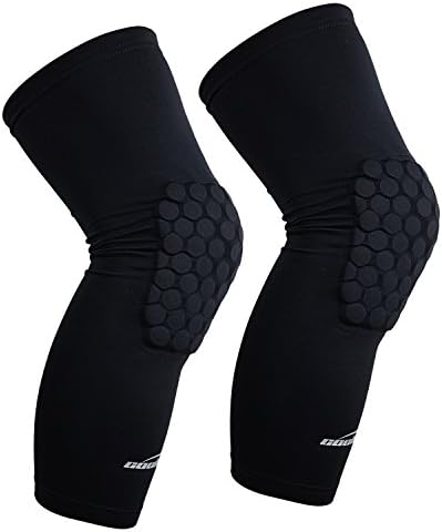 Protective Knee Pads Thick Sponge/EVA Pads Anti-Slip Long Leg Sleeve Knee Padding For Basketball Collision Avoidance, Knee Brace Pair Packaged (Black, X-Large)