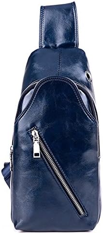 SYJO Men Leather Casual Cross Body Chest Pack Camping Hiking Shoulder Sling Bag