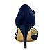 ElegantPark HC1711 Women High Heel Strappy Dress Pumps Pointy Toe Satin Wedding Party Shoes Navy Blue US 8