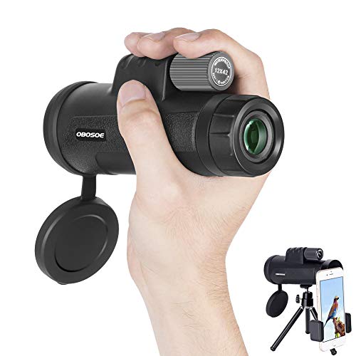 Monocular Telescope, 12 X 42 HD Compact Monocular with Phone Adapter and Metal Tripod, Waterproof Fog-Proof BAK4 Prisms Scope for Adults Bird Watching, Hunting, Camping,Traveling - Thumbnail 7
