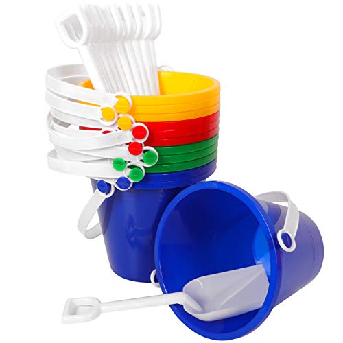 Narwhal Novelties Sand Toys for Kids, Beach Toys (24-PC) Sand Pail (12) Sand Shovel (12)
