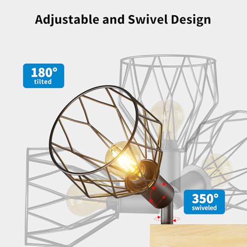 LVWIT Ceiling Lamps, Ceiling Spotlights, Black Wall Kitchen Lights with E14, Adjustable 2-Way Spotlights, Industrial Wall Lamp, Ceiling Lamp for Living Room(NO Bulbs)