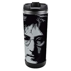 Mug isotherme John Lennon en acier inoxydable avec couvercle anti-fuite - Les Beatles, Paul McCartney, John Lennon, RIngo Starr, George Harrison