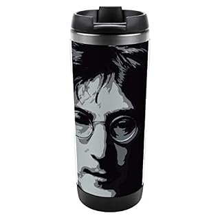 Mug isotherme John Lennon en acier inoxydable avec couvercle anti-fuite - Les Beatles, Paul McCartney, John Lennon, RIngo Starr, George Harrison