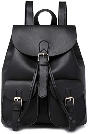 ZCY Fashion PU Leather Backpack, School Handbag College Messenger Bag For Ladies Rucksack, Multi-Pocket Waterproof Shoulder Bags (color : BLACK, Size : 27 * 34 * 15cm)