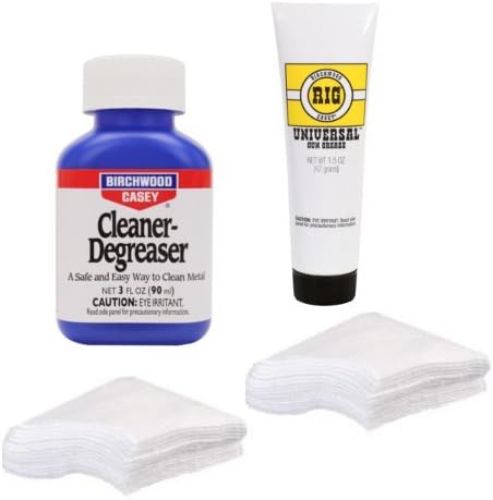 Gun Bore Cleaner and Lubricating Gun Grease with 40 Patches for .38, 9mm, .40, .44 and .45 Caliber Handguns / Pistols