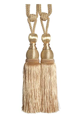 Inesun 1 Pair Tassels Curtain Tiebacks Home Decorative Window Drapery Ball Tassels Rope Holdbacks (Gold)