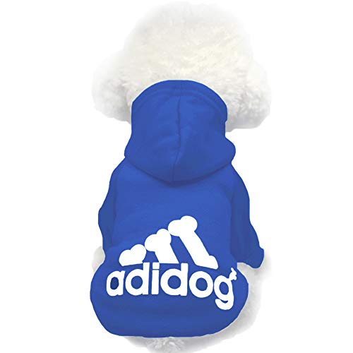 Moolecole Pet Sports Apparel Cat & Dog Cold Weather Coats Dog Hoodies Pet Sweaters (M, Sapphire Blue)