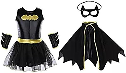 Halloween Cosplay Costume Super Heroes Child Teen Batgirl Costume Set Halloween Costumes for Girls (L(Height 45.28-49.27"))