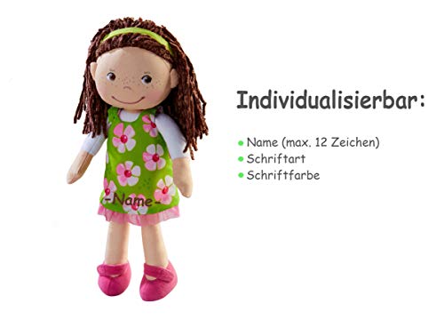 Haba Anziehpuppe individuell Bestickt mit Name, Kleine Puppe ca. 30 cm, Puppe ab 1 Jahr, Puppe mit Stoffkörper und Funktion, Haba Puppe für Mädchen – Bild 3
