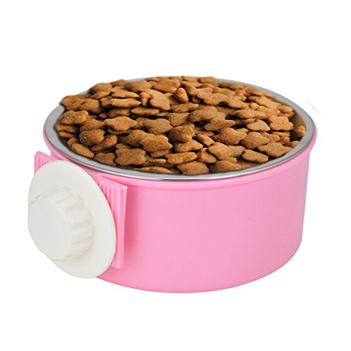 Guardians Stainless Steel Dog Bowl Removable Hanging Food Water Pets Cage Coop Cup Large Cat Puppy Birds Food Bowl with Bolt Holder
