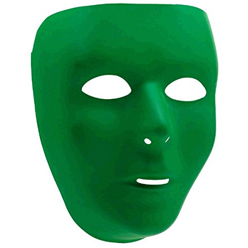 Amscan Party Perfect Team Spirit Full Face Plastic Mask, Green, 8.6 x 6.4"