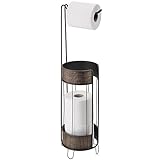 mDesign Free Standing Toilet Paper Roll Holder for Bathroom Storage - Bronze
