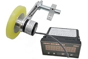 CALT GHW38 300mm Roller Rubber Wheel Length Position Meter Measuring Pulse Rotary Encoder 600PPR Push-Pull Output with HB961 Indicator Steel Mounting Spring Bracket for Lift Rail