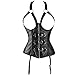 Kiwi-rata Women's Faux Leather Buckles Steampunk Underbust Corset (M, open bust Black)