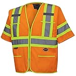 Pioneer-High-Visibility-Tricot-Sleeved-Safety-Vest-Reflective-Tape-4-Pockets-Orange-Unisex-2XL-V1023550U-2XL